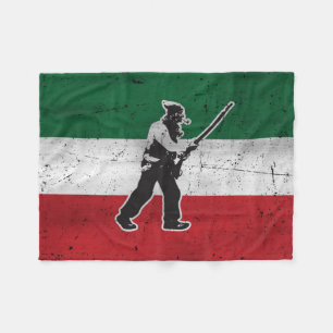 Flag Quebec and Patriote Henri Julien eroded Fleece Blanket