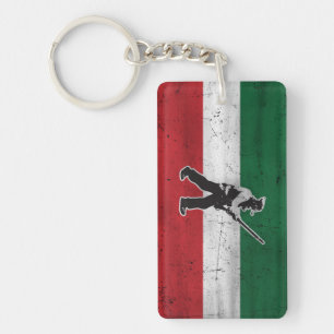 Flag Quebec and Patriote Henri Julien eroded Key Ring