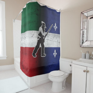 Flag Quebec and Patriote Henri Julien eroded Shower Curtain