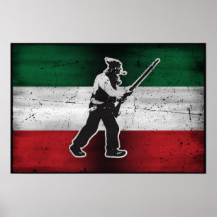 Flag Quebec Old Patriotic Henri Julien eroded Poster