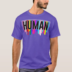 Flag Rainbow Colour Human LGBT Q Proud Ally Gay Pr T-Shirt
