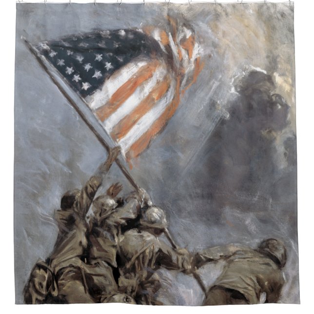 Flag-raising on Mount Suribachi, Iwo Jima,  1945 Shower Curtain (Front)