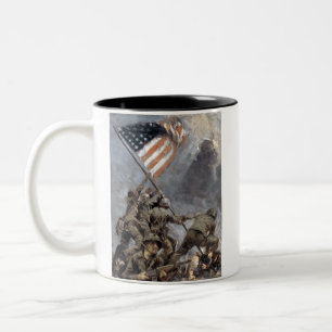 Flag-raising on Mount Suribachi, Iwo Jima, 1945 Two-Tone Coffee Mug