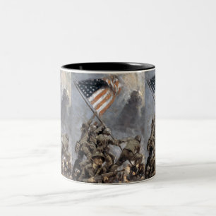 Flag-raising on Mount Suribachi, Iwo Jima,  1945 Two-Tone Coffee Mug