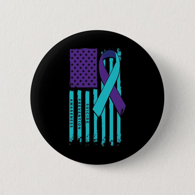 Flag Ribbon Suicide Awareness Mental Health  6 Cm Round Badge (Front)