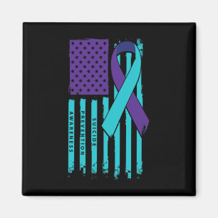 Flag Ribbon Suicide Awareness Mental Health  Magnet
