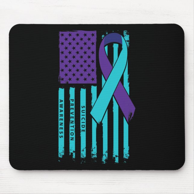 Flag Ribbon Suicide Awareness Mental Health  Mouse Mat (Front)