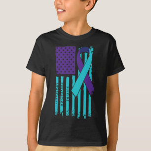 Flag Ribbon Suicide Awareness Mental Health  T-Shirt