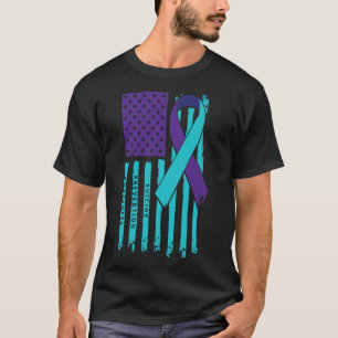 Flag Ribbon Suicide Awareness Mental Health  T-Shirt