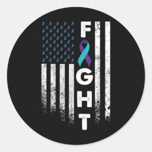 Flag Ribbon Suicide Prevention Awareness  Classic Round Sticker