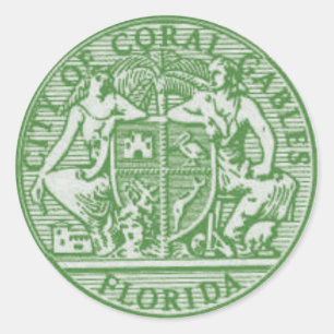Flag/seal of Coral Gables, Florida Classic Round Sticker