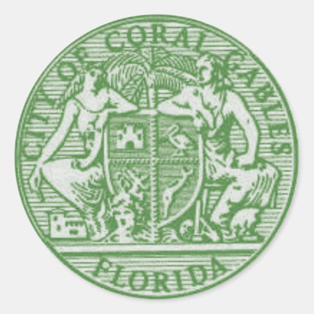 Flag/seal  of Coral Gables, Florida Classic Round Sticker (Front)