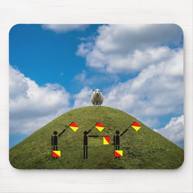 Flag Semaphore Quiz - Ewe Mouse Mat (Front)