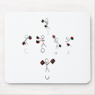 Flag semaphore stick characters spell , “I love U" Mouse Mat