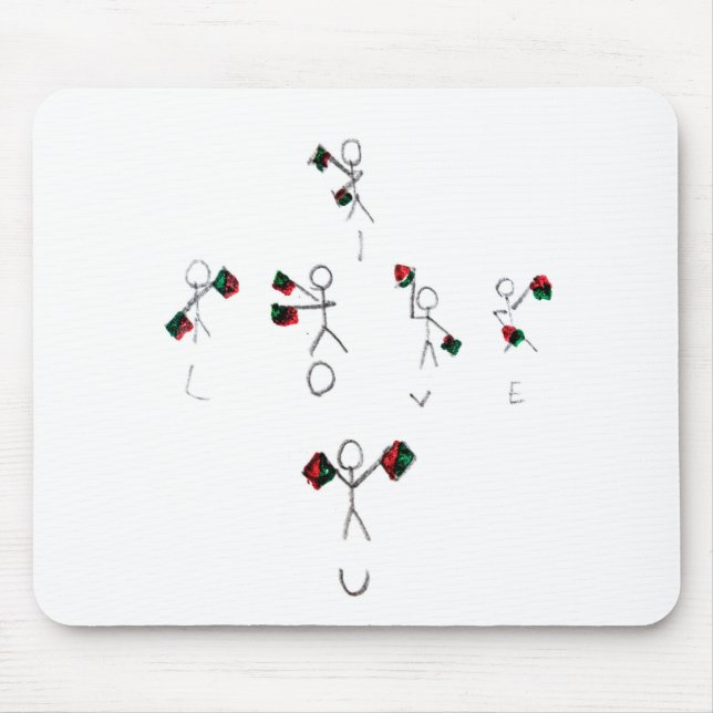 Flag semaphore stick characters spell , “I love U" Mouse Mat (Front)