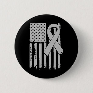 Flag Silver Ribbon Dyslexia Awareness 6 Cm Round Badge