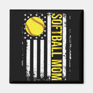 Flag Softball Team Softball Mum Mothers Day Women Magnet