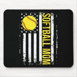 Flag Softball Team Softball Mum Mothers Day Women  Mouse Mat