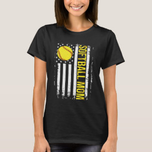 Flag Softball Team Softball Mum Mothers Day Women T-Shirt