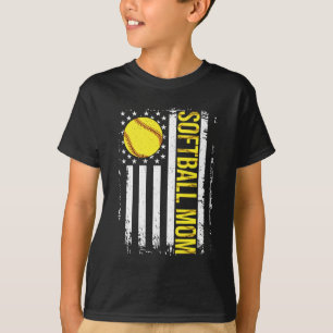Flag Softball Team Softball Mum Mothers Day Women T-Shirt