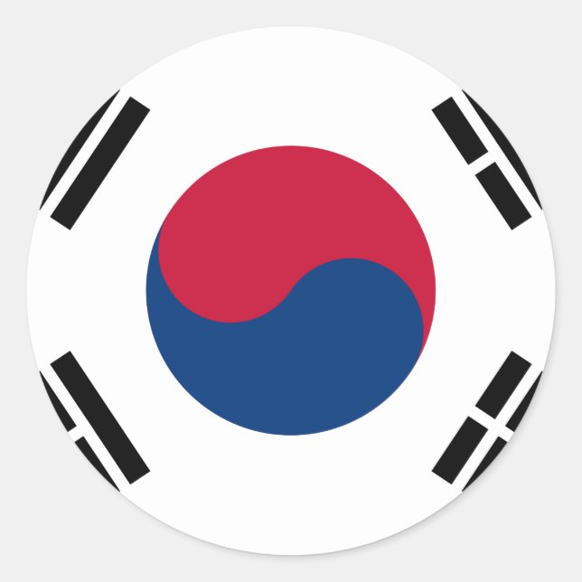 Flag South Korea 대한민국 Classic Round Sticker (Front)