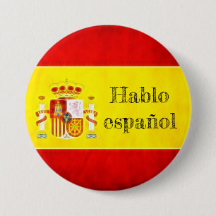 Flag Spain “Hablo español swipes in " 7.5 Cm Round Badge