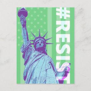 Flag Statue Of Liberty RESIST Art Postcard