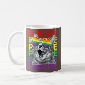 Flag Sunglasses LGBTQ Cute Cat Gay Pride Month  Coffee Mug