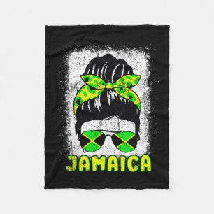 Flag Sungles Black Woman Melanin Queen Afro Fleece Blanket