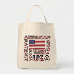 Flag Text US Patriot Old Glory Tote Bag