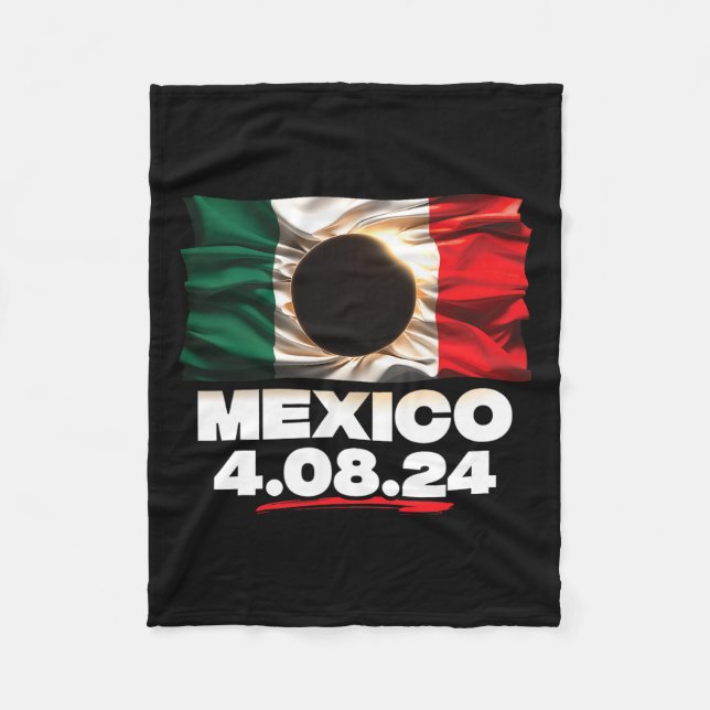 Flag Totality 4.08.24 Total Solar Eclipse Mexico 2 Fleece Blanket (Front)