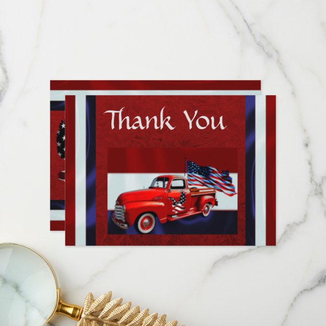 Flag, Truck & Eagle Veteran Thank You Card (Front/Back In Situ)