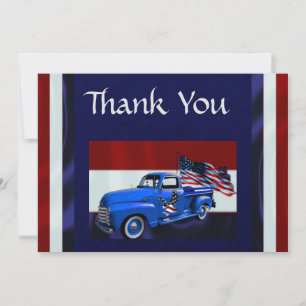 Flag, Truck & Eagle Veteran Thank You Card