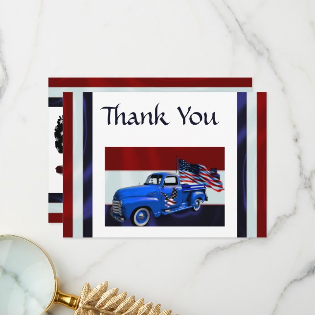 Flag, Truck & Eagle Veteran Thank You Card (Front/Back In Situ)