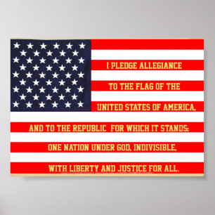 FLAG UNITED STATES WITH PLEDGE WORDS POSTER