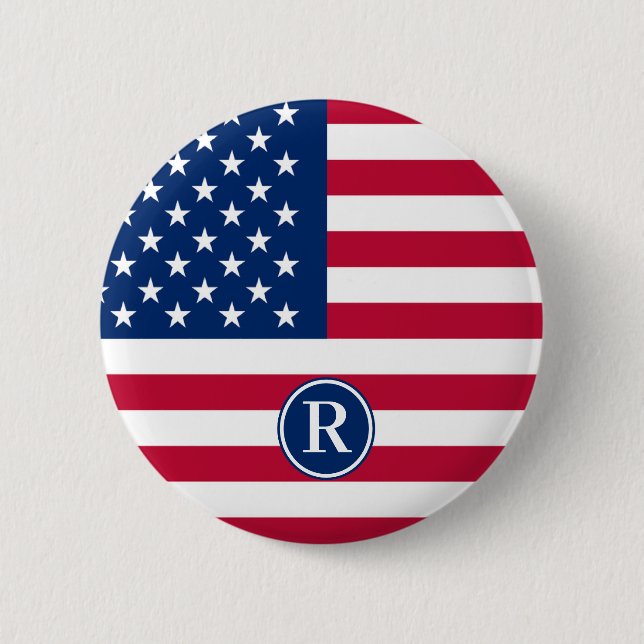Flag usa Custom  6 Cm Round Badge (Front)