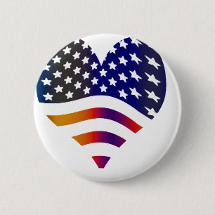 flag usa heart love american honour troops stripes 6 cm round badge