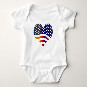 flag usa heart love american honour troops stripes baby bodysuit