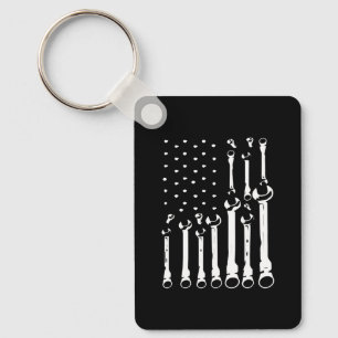 Flag Usa Mechanic Wrenches American For Women Men Key Ring