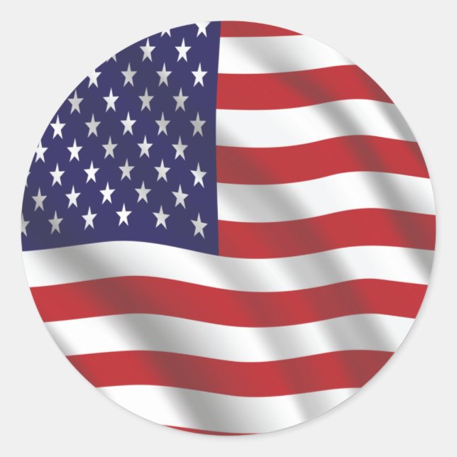 Flag usa united states america classic round sticker (Front)
