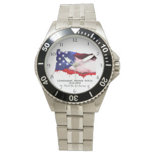 *~*  Flag USA Veteran Military Red White Blue Watch