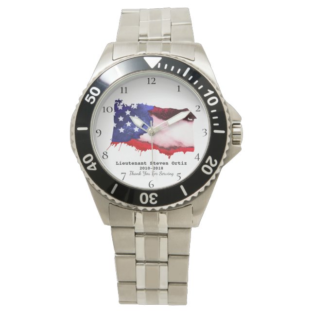 *~*  Flag USA Veteran Military Red White Blue Watch (Front)