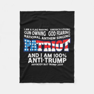 Flag Waving Red White And Blue Anti Trump Fleece Blanket