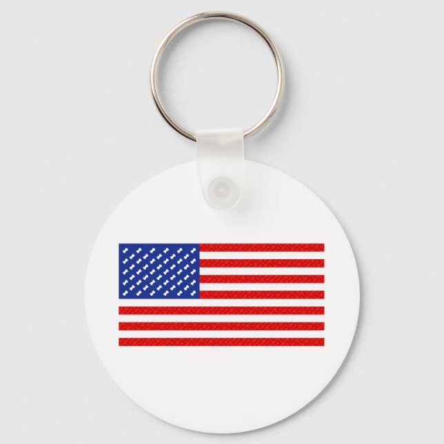 Flag with Dog Bones Key Ring (Front)