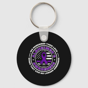flag with purple ribbons for Alzheimers awareness Key Ring