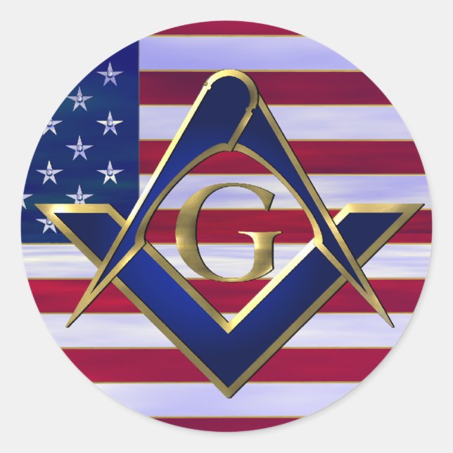 Flag with Square and Compasses Classic Round Sticker (Front)