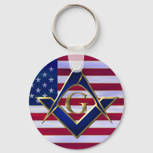Flag with Square and Compasses Key Ring
