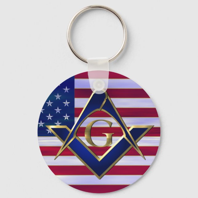Flag with Square and Compasses Key Ring (Front)