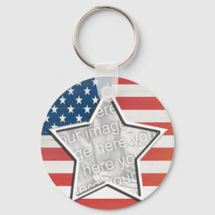 Flag with Star Key Ring