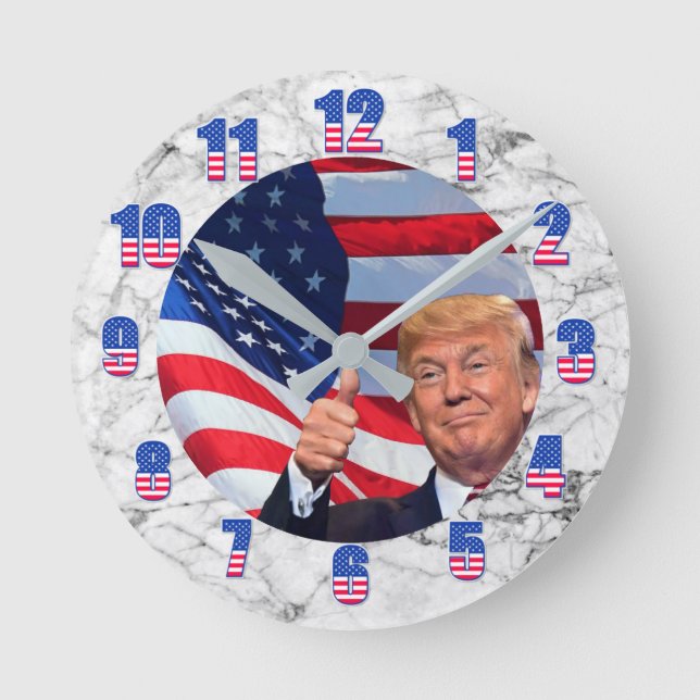 FLAG WITH TRUMP ROUND CLOCK (Front)